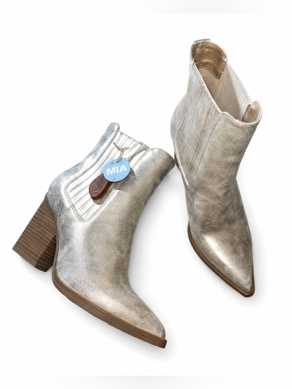 MIA Metallic Gold Cowgirl Ankle Boots | Western Booties | NWT Size 6.5